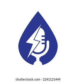 Podcast Donunder Tropfen Konzept Vektor Logo Design. Symbol für das Design des Vektorlogos von Mikrofon.