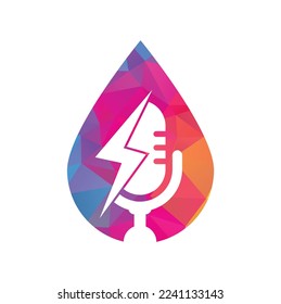Diseño del logotipo vectorial de la forma de caída de la forma de caída de podcast. Icono de diseño del logotipo vectorial del micrófono.