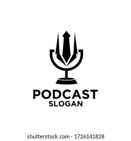 podcast tie gentlemen job business logo icon design vector	
