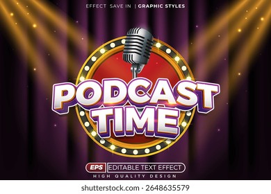 podcast time 3d editable text effect template