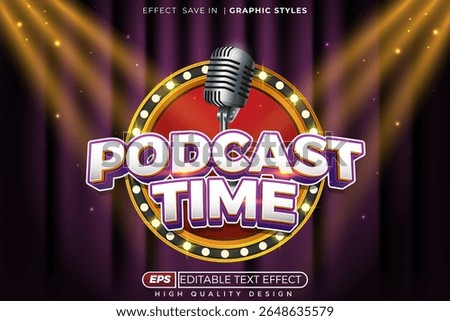 podcast time 3d editable text effect template