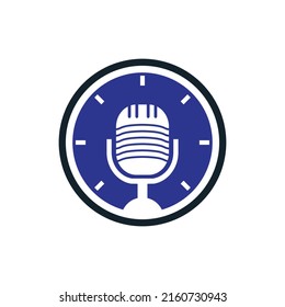 Podcast time vector logo design template.	
