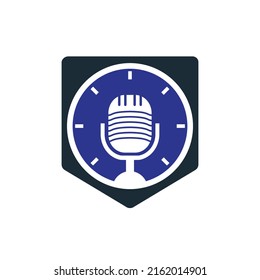Podcast time vector logo design template.	
