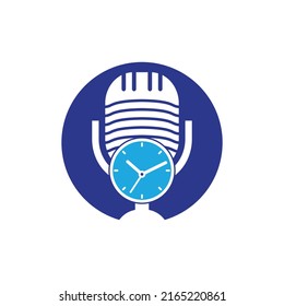 Podcast time vector logo design template.
