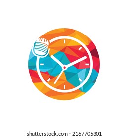 Podcast time vector logo design template.	