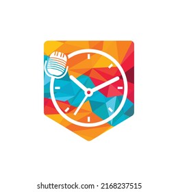 Podcast time vector logo design template.	