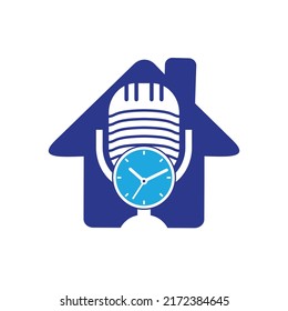 Podcast time vector logo design template.	