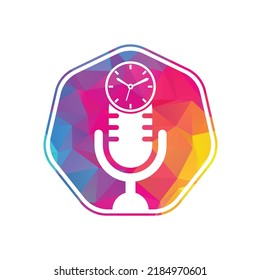Podcast Zeit Vektorgrafik Logo Design Vorlage. Meine Uhr, Vektorlogo-Design-Symbol.