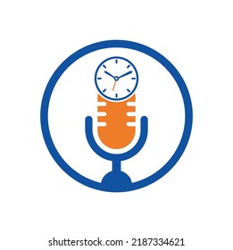 Podcast Zeit Vektorgrafik Logo Design Vorlage. Meine Uhr, Vektorlogo-Design-Symbol.	
