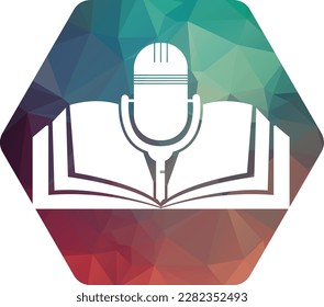 Podcast time vector logo design template. Mic clock vector logo design icon.
