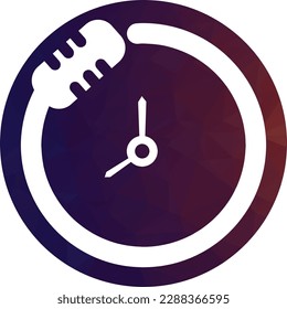 Podcast time vector logo design template. Mic clock vector logo design icon.