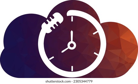 Podcast time vector logo design template. Mic clock vector logo design icon