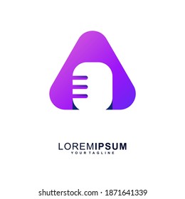 podcast triangle logo design vector premium