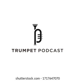 podcast trumpet logo icon vector designs