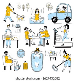 Podcast Vector Concept. Podcasts and multitasking