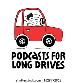 Podcast Vector Concept. Podcasts and multitasking