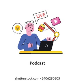 Podcast vector Filled outline Design illustration. Symbol on White background EPS 10 File 