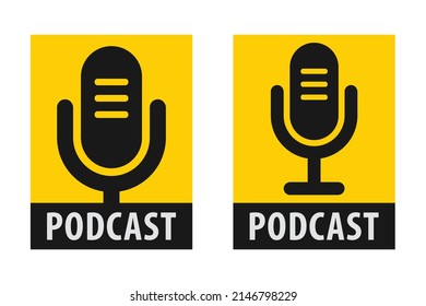 Podcast. Vector flat illustration, badge, icon, logo design.