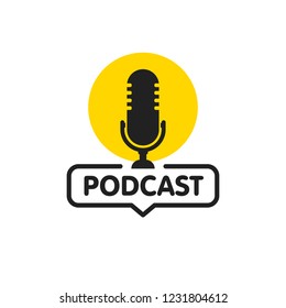 Podcast. Vector flat illustration, icon, logo design on white background.