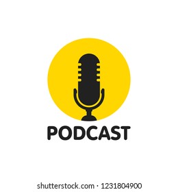Podcast. Vector flat illustration, icon, logo design on white background.