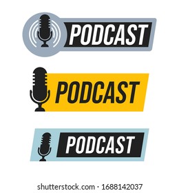 Podcast. Vector flat illustration, icon, logo design on white background.