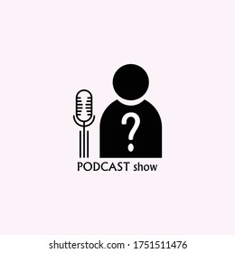 Podcast. Ilustración plana vectorial, icono, diseño de logotipo