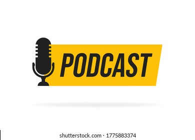 Podcast. Vector flat illustration, icon, logo design on white background.