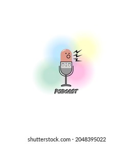 Podcast. Vector flat illustration, icon, logo design