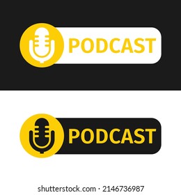 Podcast. Vector flat illustration, icon, logo design.