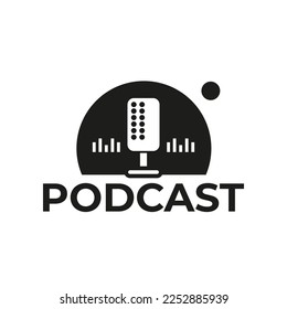 Podcast. Vector flat illustration, icon, logo design on white background.