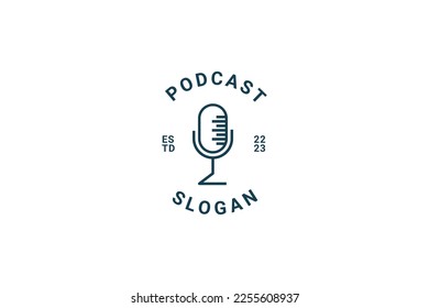 Podcast. Ilustración plana vectorial, icono, diseño de logotipo