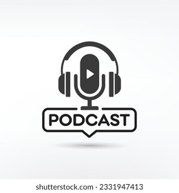 Podcast. Vector flat illustration, icon, and logo design 