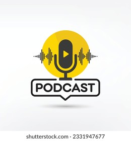 Podcast. Vector flat illustration, icon, logo design 