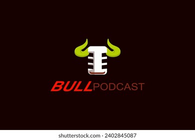 Podcast. Ilustración plana vectorial, icono, diseño de logotipo en fondo blanco.