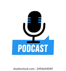 Podcast. Vector flat illustration, icon, logo design on white background.