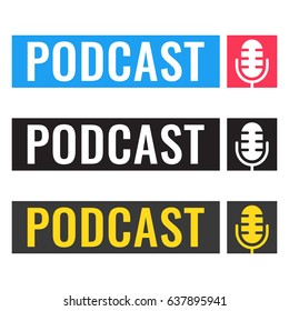 Podcast. Vector flat set illustration, icon, logo design on white background.