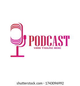 Podcast. Ilustración de gradiente vectorial, icono, diseño de logotipo en fondo blanco.