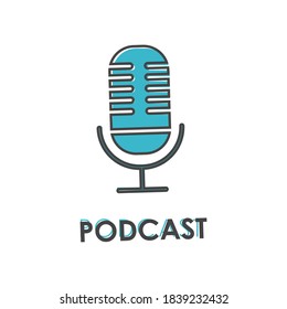 Podcast vector icon  cartoon style on white isolated background.