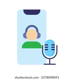 Podcast Vector icon design illustration Template stock illustration. Stroke Editable