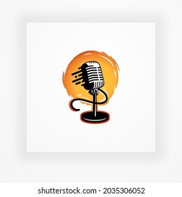 logotipo del icono del vector del podcast, diseño del logotipo del vector