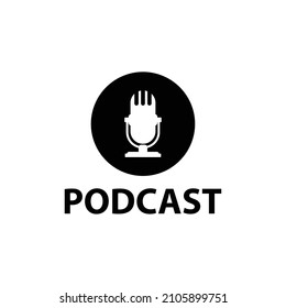 Signo de micrófono de icono de vector de podcast