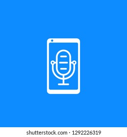 Podcast vector icon with mike and smartphone
