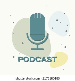 Icono de vector podcast en fondo multicolor. Capas agrupadas para una ilustración de edición sencilla. Por tu diseño.