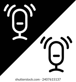Podcast Vektorsymbol, Outline-Stil, einzeln auf schwarz-weißem Hintergrund.