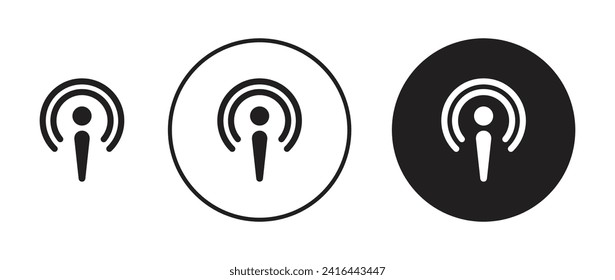 Podcast Vector Illustration Set. Transparent pod microphone and line audience pod sign in suitable for apps and websites UI design style.