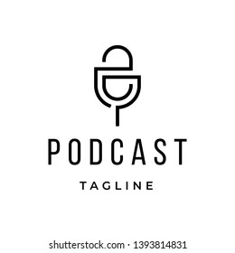 Podcast Vector Logo Design Template 