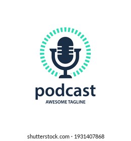 podcast vector logo illustration. microphone illustration. symbol for influencer or broadcast sign 