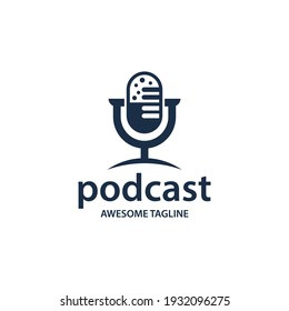 Podcast Vector Logo Illustration. Microphone Illustration. Symbol For Influencer Or Broadcast Sign