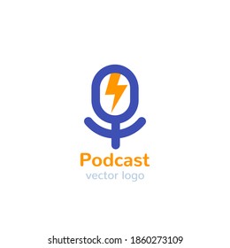 podcast vector logo with mike
