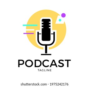 podcast vector logo template design
